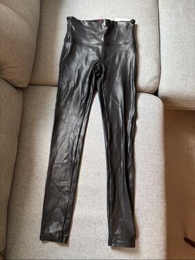 SPANX Black Faux Leather Shaper with Red Brand Tag